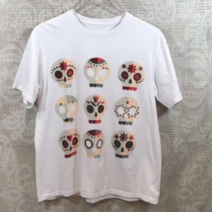 Moda Calaveras de Azúcar Para mujeres Gráfica Camiseta Blanca Negra Mangas Cortas L - Imagen 1 de 5