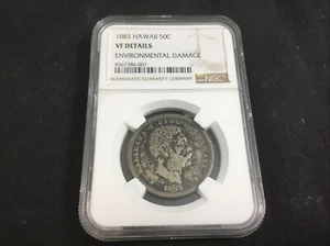 1883 KINGDOM OF HAWAII HALF DOLLAR 50C~ NGC VF Details - Picture 1 of 3