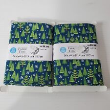 Loops & Threads Christmas Fabric Tissu Tree Pattern Forrest Snowflake Lot Of 2 