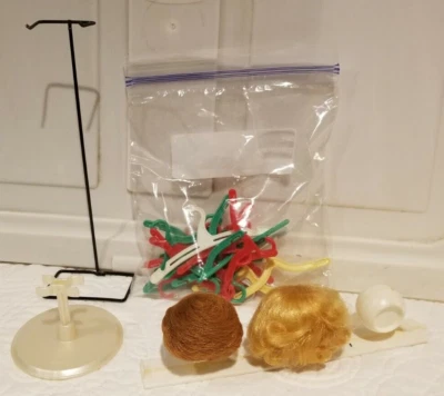 Barbie Lot Of 4, 2 Stands, 20 Hangers, Bubblecut Hair Wigs & holder - Image 1 of 4