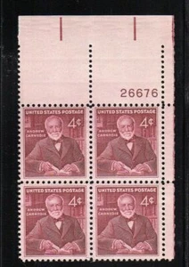 #1171 - 4¢ Andrew Carnegie Issue - MNH Plate Block 4 - Picture 1 of 1