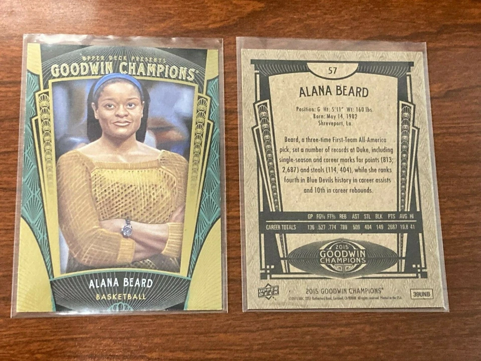 ALANA BEARD 2015 UPPER DECK GOODWIN CHAMPIONS DUKE BLUE DEVILS CARD #57 - Image 1 of 1