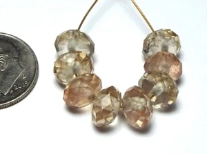 8 pcs OREGON SUNSTONE 7.5-8mm Faceted Rondelle Beads AAA NATURAL /L12 - Picture 1 of 3