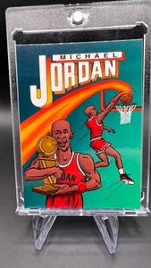 1989 Michael Jordan Cartoon Card Fire Dunk NBA JAM ERROR SCOTTIE PIPPEN ON BACK - Picture 1 of 5
