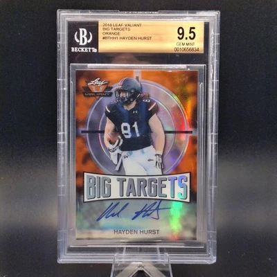 2018 Leaf Valiant Hayden Hurst Auto /35 BGS 9.5/10 Big Targets Orange Ravens - Image 1 of 4
