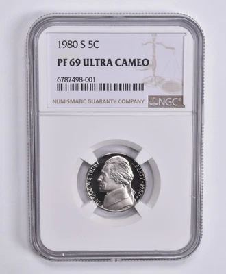 PF69 UCam 1980-S Jefferson Nickel NGC Brown Lbl *0340 - Image 1 of 4