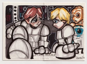 2013 Star Wars A New Hope Illustrated Sketch Luke Skywalker Han Solo Farano 1/1 - Picture 1 of 2