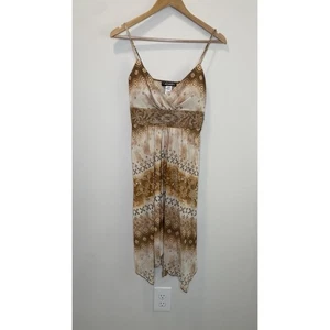 Vintage Y2K City Triangles Floral Asymmetrical Handkerchief Midi Dress Whimsy M - Picture 1 of 12