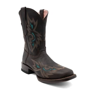 Ferrini Betsy Damen-Lederstiefel handgefertigt eckige Zehenpartie Nikotin - Bild 1 von 6