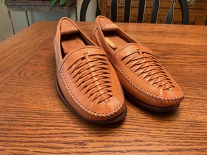 Cole Haan Bragano Woven Tan Leather Loafers Shoes Men's size 10 w/shoe trees - Picture 1 of 14