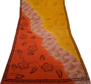 Sushila Vintage Multicolor Sari Pura Crepé Seda Estampado 5 Yardas Tela Suave - Imagen 1 de 10
