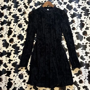 American Rag Damen schwarz Samt Burn Out Mesh Fit Flare Kleid Whimsigoth Small - Bild 1 von 8