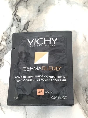 20 x 1ml Vichy Dermablend Fluid Corrective Foundation 16HR, #45 Gold  - Image 1 of 4