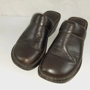 Born Womens Shoes Mule Clogs Slip On Size 8 Very Deep Brown/Black Leather 8/39 - Picture 1 of 20
