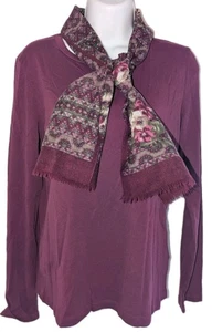 JONES NEW YORK SPORT Damen Langarm Bluse mit abnehmbarem Schal - Größe L - Bild 1 von 5