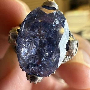 PAJ 925 Sterling Blue Crackle Quartz Statement Ring – Size 6 - Picture 1 of 12