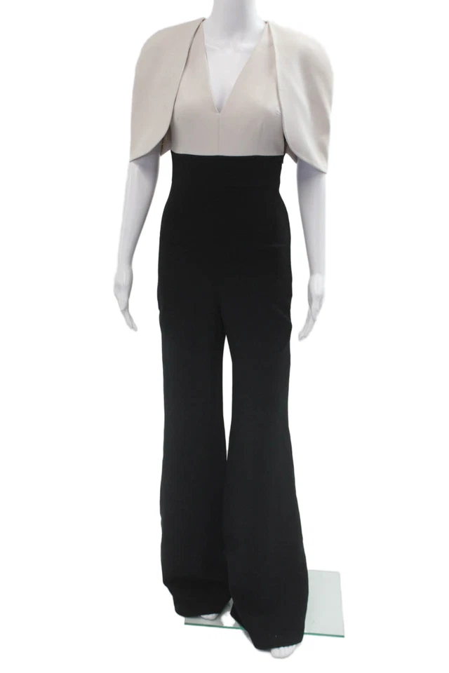 Mono para mujer Safiyaa beige cuello en V manga corta poliéster talla 4 Foto 1 de 4