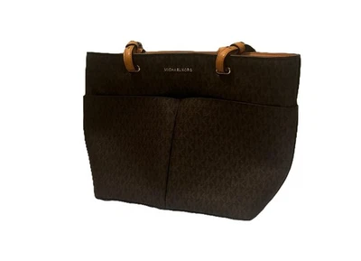 Bolso de Mano Michael Kors Bedford Monograma Cuero Marrón Bolsillo Foto 1 de 4