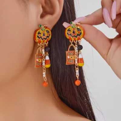 Pendientes Calabaza Halloween - Disfraz Bruja Gótica Gota Cuelga Joyería Regalo Foto 1 de 4