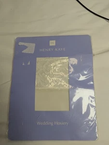 Henry Kaye vintage Lace Top White wedding hold up stockings Hosiery M/L - Picture 1 of 2