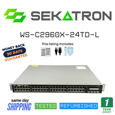 🔀 Cisco WS-C2960X-24TD-L • 24x 1G Data Ports • 2x 10G Uplinks • LAN Base ⚡ - Image 1 of 2