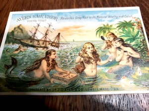 Ayer's Hair Vigor Dye Victorian Trade Card Meerjungfrauen sinkendes Piratenschiff - Bild 1 von 3