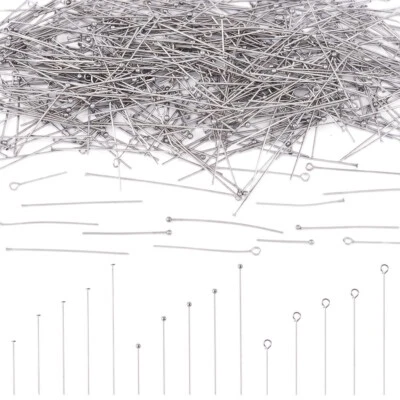 600 piezas pasadores de cabeza de bola de acero inoxidable pasadores de cabeza plana pasadores de ojo hallazgos 19,5 ~ 50 mm Foto 1 de 4