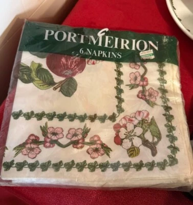 Raro juego de 6 servilletas Portmeirion Pomona 100 % algodón 16” x 16” nuevo IOB Inglaterra Foto 1 de 2