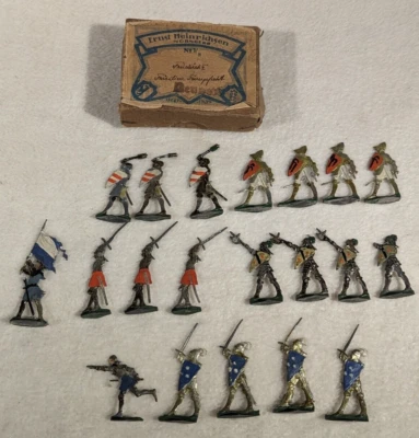 Antique Ernst HEINRICHSEN Nurnberg Soldier Flats ~ Medieval Knights - Image 1 of 4