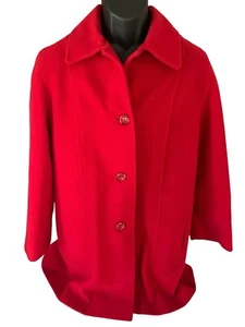 Herman Kay Wool Coat Women's Large Red Made in USA Pea Coat Vintage - Picture 1 of 11