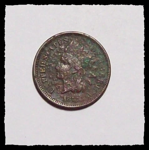 1878 INDIAN HEAD CENT  Green Corrosion  VF  #34C87 Cover