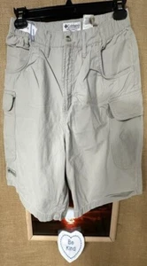 Columbia Hombre’s Crema 32 Carga Bolsillos Cortos Elástico Lateral Cintura Cremallera Sólido Plano - Imagen 1 de 7