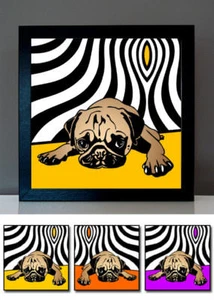 Retro Mops no.4 Pop Art Bilder Kunst Druck Poster Hundebilder 3-teilig Geschenk - Bild 1 von 5