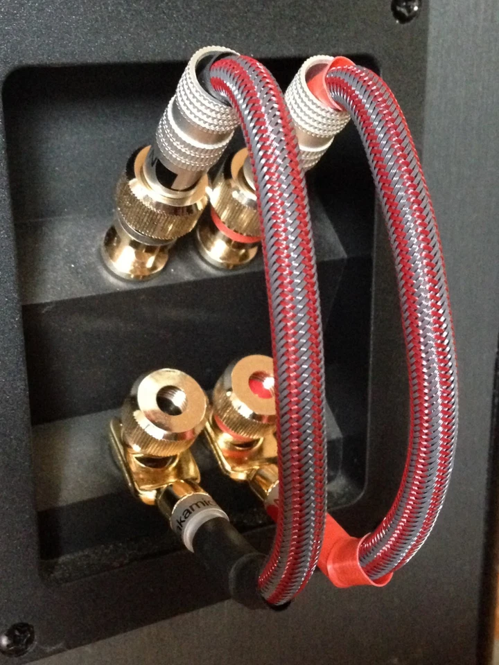 2 Mogami Audiophile Bi Wire Speaker Jumper Cables Nakamichi Banana Plugs