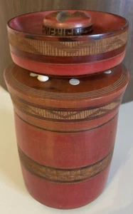 Vintage Handmade Red Wood Cannister  Made in Mexico Wood 3pc - Picture 1 of 10