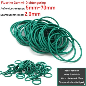 2.0mm Grün Fluorine Gummi-Dichtungsring Ölbeständige FKM Siegel O-Ring AD 5~70mm - Picture 1 of 9