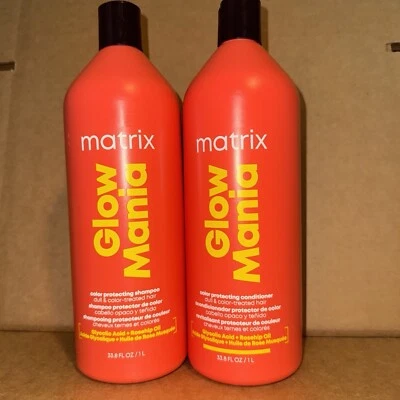 NEW- Matrix Glow Mania Shampoo And Conditioner Liters 33oz- Duo Set FREE SHIP!!! - Image 1 of 4