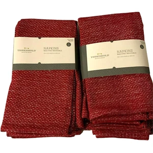 Threshold Napkins 8 ct Red Silver Fabric Ruby Ring Color Holiday Reusable 20x20 - Picture 1 of 5