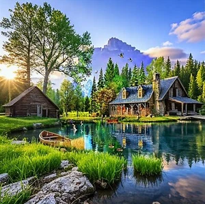 5D Diamond Painting Kit for Adults Beginners,DIY Landscape Mountain Lake Paint B - Picture 1 of 7