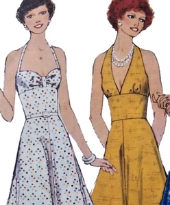 1970s Basque Halter Neck Sundress Dress Style 1079 Sewing Pattern - Picture 1 of 3