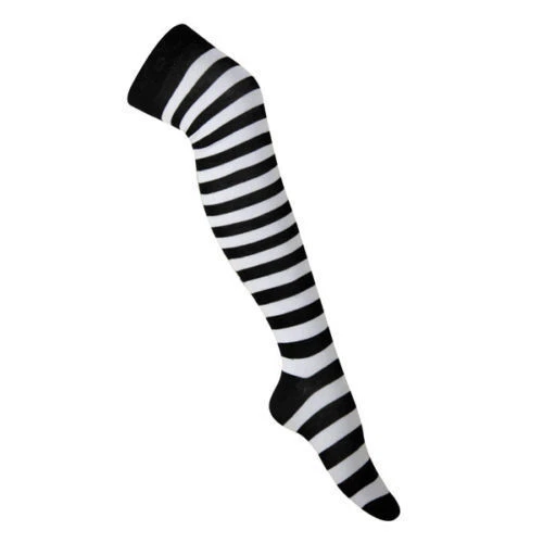 LADYDAS 🖤 Ladies' & Girls' Long Black/White Over-the-Knee Striped Socks – Stylish&Bold