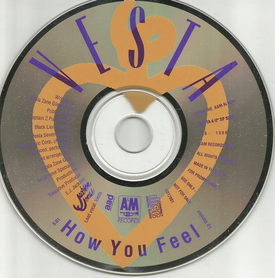 VESTA Williams How You Feel RARE 1TRK PROMO Radio DJ CD single 1989 USA MINT - Image 1 of 1