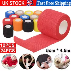 1-24Rolls Cohesive Elastic Bandage Self Adhesive Wrist Ankle Gauze Tape Vet Wrap - Picture 1 of 19