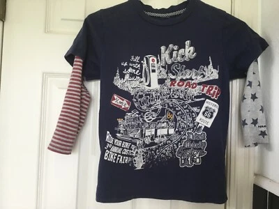 Naartjie мальчиков длинным рукавом хлопок футболка верхний размер 6 маршрут 66 красный белый серый синий - Изображение 1 из 4