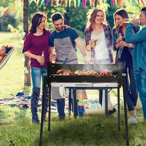 Folding Barbecue Charcoal Grill Stainless Steel BBQ Outdoor Camping Barbecue - Picture 1 of 19
