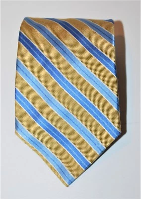Corbata Brooks Brothers resistente a las manchas dorada y azul pura seda Foto 1 de 2