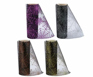 Halloween Fall Spider Web Sparkle Glitter Decorative Mesh Tulle 4 Roll set - Picture 1 of 5