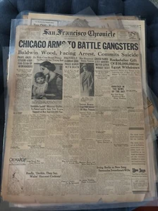 1926 San Fransisco Chronicle Newspaper Chicago Gangsters Capone NM👌🏻 - Picture 1 of 7