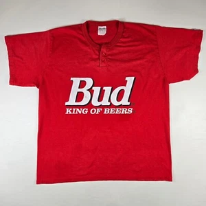 Vintage Bud Budweiser King of Beers T-Shirt Men's XL 2 Button Don Alleson 90s - Picture 1 of 9