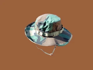 Military issue Boonie Hat Woodland Camouflage Special Ops Wide Brim 3" USA Made - Picture 1 of 11
